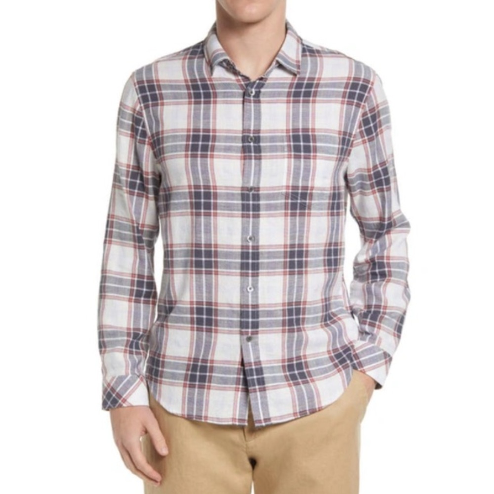 Rails Wyatt Plaid Button‑Up Shirt – White Melange Steel, Men’s Size XL New